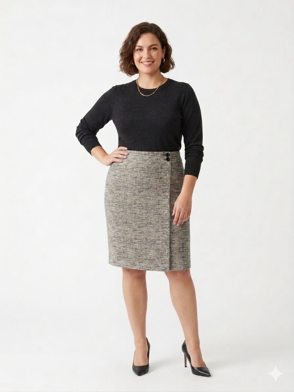 Ann Taylor Black and White Tweed Pencil Skirt